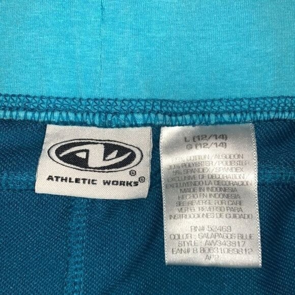 Athletic Works Womens Teal Capri Sweatpants Size L Drawstring Waist Cotton Blend - Picture 2 of 10
